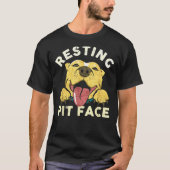 T-shirt Pitbull Chiot Repose Pit Face Drôle Drôle Distress (Devant)