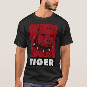 T-shirt Pitbull Collar Spikes Red Tiger Funny I Love Maman