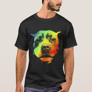 T-shirt Pitbull Coloré Arc-en-Ciel Rétro