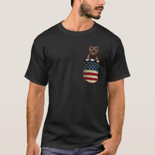 T-shirt Pitbull Coloré dans une Poche de Drapeau Américain