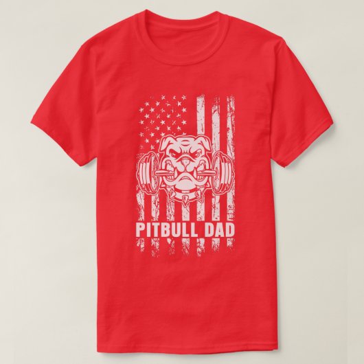 T-shirt Pitbull Dad American Pit Bull Dog US Drapeau 4e De (Design devant)