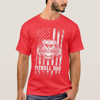 T-shirt Pitbull Dad American Pit Bull Dog US Drapeau 4e De