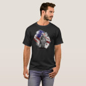 T-shirt Pitbull Dog Avec Drapeau Américain Da Indépendance (Devant entier)