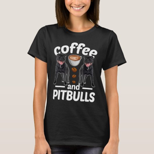 T-shirt Pitbull Dog Coffee And Pitbull (Devant)