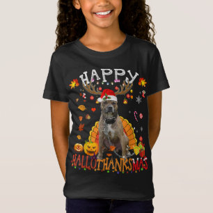 T-Shirt Pitbull Dog Happy Hallothanksmas Halloween Thanksg