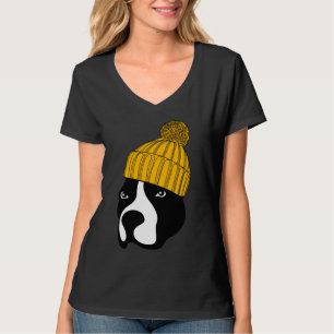 T-shirt Pitbull Dog Portant Une Beanie