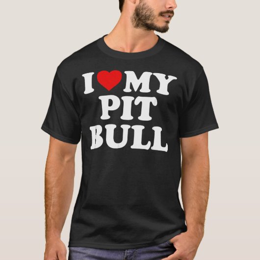 T-shirt Pitbull I Love My Pit Bull Avec Coeur (Devant)
