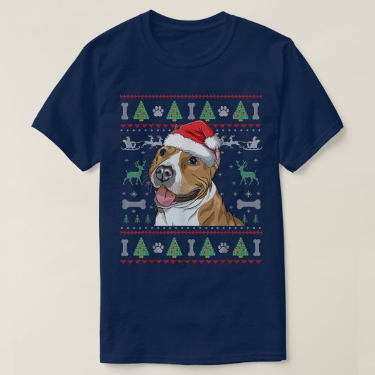 T-shirt Pitbull laide de Noël pull Pit Bull Dog Lover (Design devant)