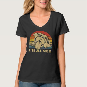 T-shirt Pitbull Maman Avec Mignonne Pitbull Face Drôle Pit