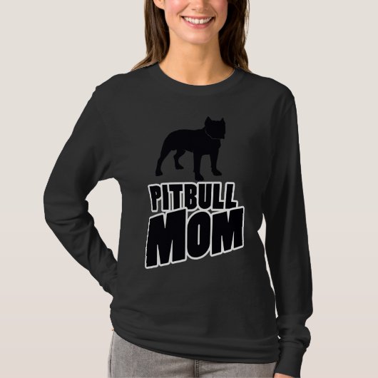T-shirt Pitbull Maman Chien Drôle Animal Chiot (Devant)