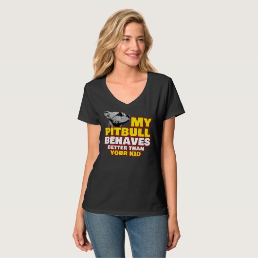 T-shirt Pitbull Maman Chien Pet Décal Collar Toit Pit Bull (Devant entier)
