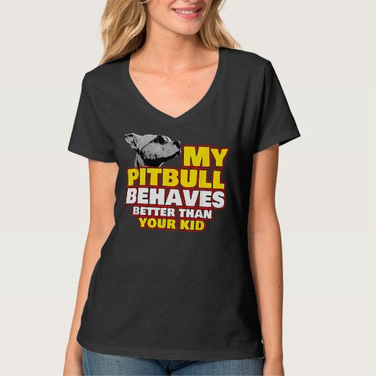 T-shirt Pitbull Maman Chien Pet Décal Collar Toit Pit Bull (Devant)