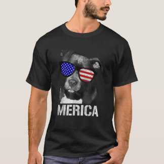 T-shirt Pitbull Merica Patriotic Chien Pit Bull Cadeau