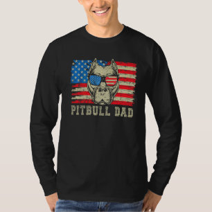 T-shirt Pitbull Papa American Pit Bull Dog Us Drapeau 4ème