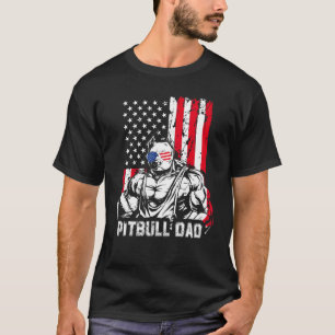 T-shirt Pitbull Papa Muscle Pet Chien Drapeau Américain 4e