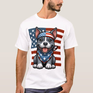 T-shirt Pitbull Patriotique Drapeau Américain 4 Juillet BB