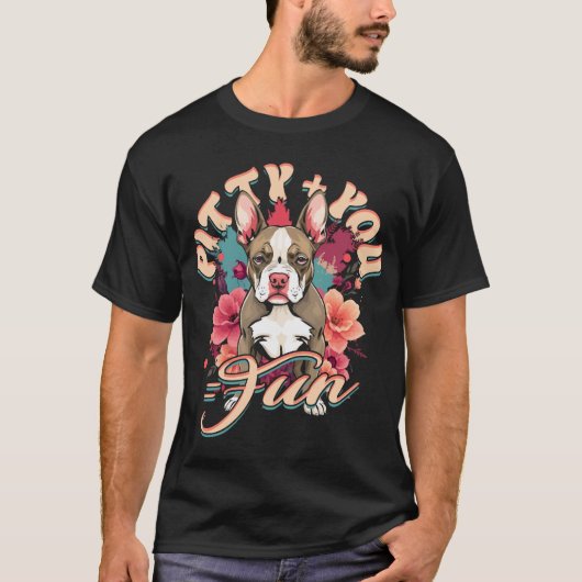 T-shirt Pitbull Pitbulls Pitou + Vous = Amusement (Devant)