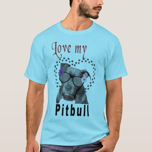 T-shirt Pitbull Portant des lunettes de soleil (Devant)