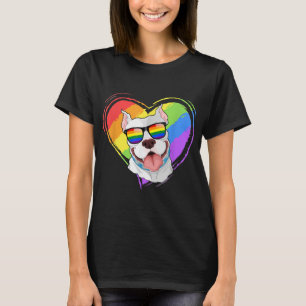 T-shirt Pitbull Rainbow Heart Gay pride LGBT Amoureux des