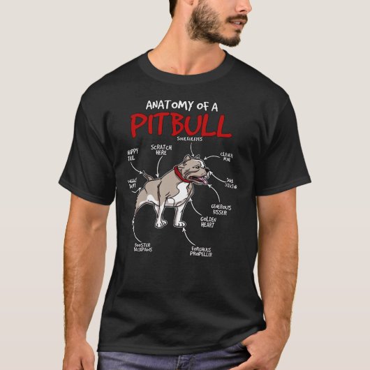 T-shirt Pitbull Stuff Chien Anatomie D'Un Pitbull (Devant)