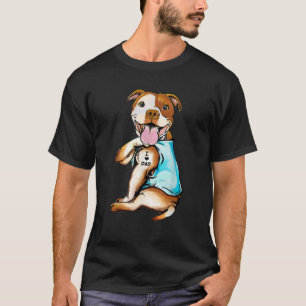 T-shirt Pitbull Tattoos I Love Papa assis Cadeau Père s D