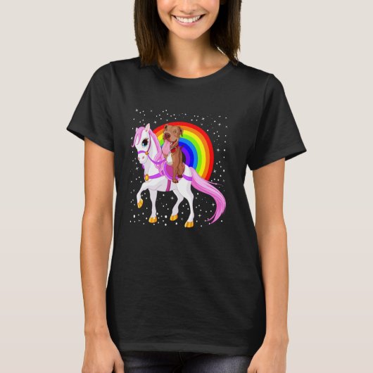T-shirt Pitbull Tendance Cheval Arc-en-Ciel (Devant)