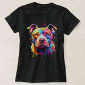 T-shirt Pitbull Terrier américain Splash Art Pitbull Chien (Design devant)