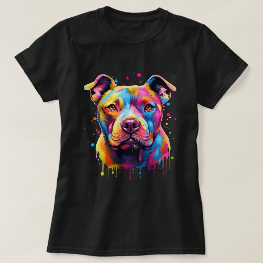 T-shirt Pitbull Terrier américain Splash Art Pitbull Chien (Design devant)