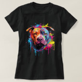 T-shirt Pitbull Terrier américain Splash Art Pitbull Chien (Design devant)