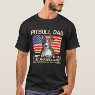 T-shirt Pitbull trendy au nez bleu Papa Bonne fête des pèr
