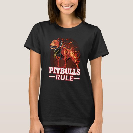 T-shirt Pitbulles règle Enfer feu Pitbull Chien (Devant)
