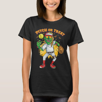 T-shirt Pitch or Treat Zombie Softball Halloween