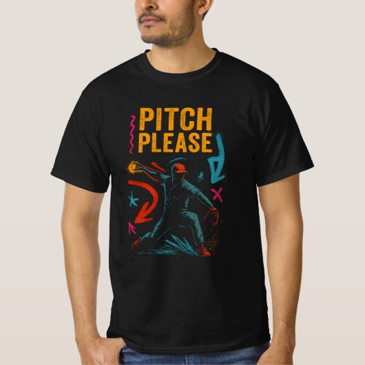 T-shirt Pitch Please - Neon Graffiti Baseball Tee (Devant)