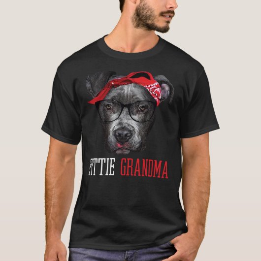 T-shirt Pittie Grand-mère Pitbull Granny Amoureux de les c (Devant)
