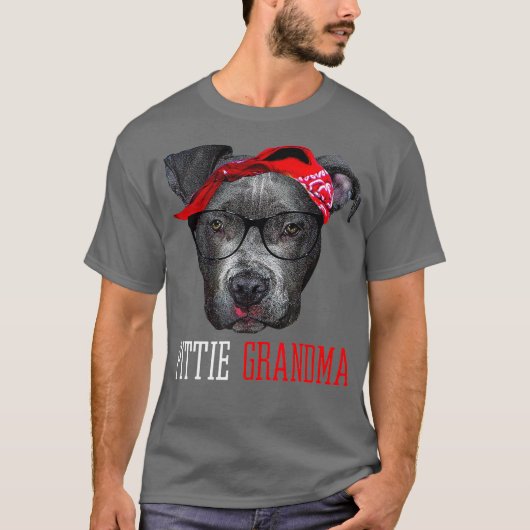 T-shirt Pittie Grandma Granny Pitbull Amoureux de les chie (Devant)