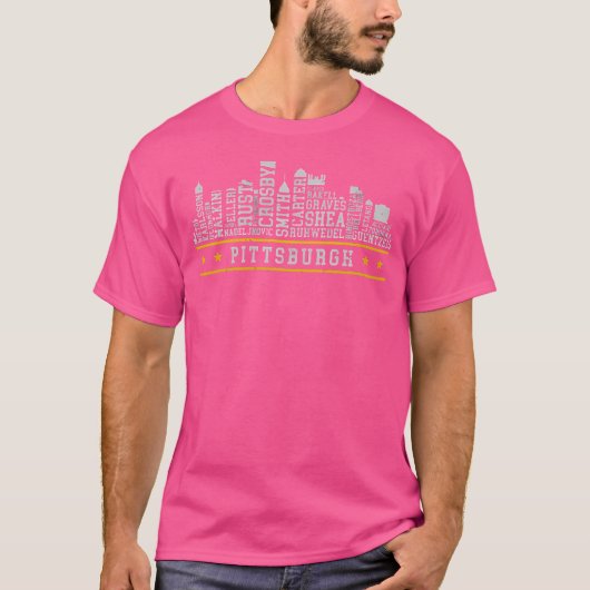 T-shirt Pittsburgh Hockey Roster Skyline 23 (Devant)