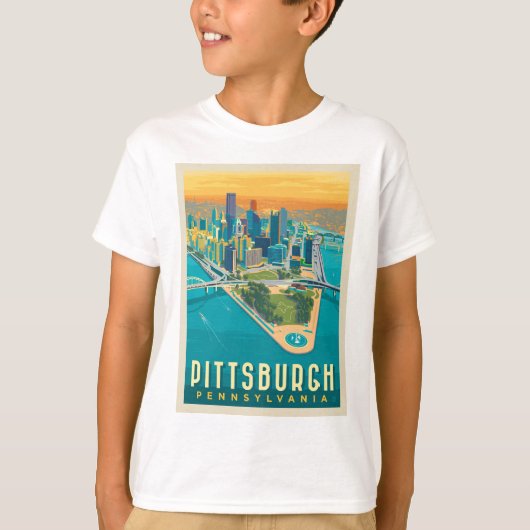 T-shirt Pittsburgh, PA | Vue oeil d'oiseau (Devant)