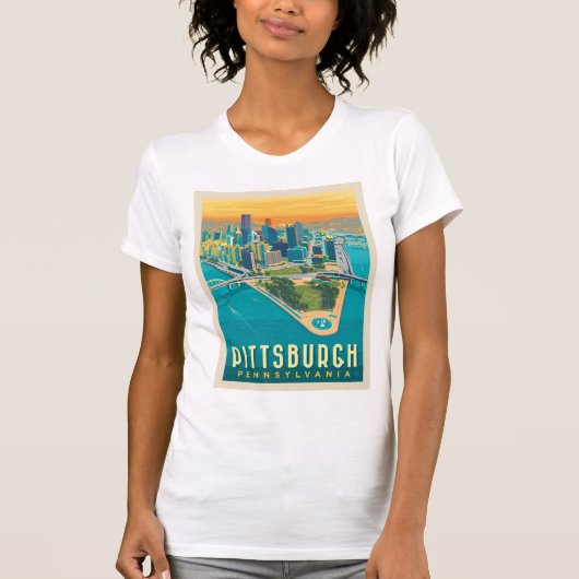 T-shirt Pittsburgh, PA | Vue oeil d'oiseau (Devant)