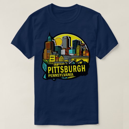 T-shirt Pittsburgh Pennsylvania Downtown Skyline (Design devant)