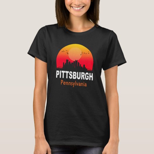 T-shirt Pittsburgh Pennsylvanie Vintage Sunset Retro City (Devant)