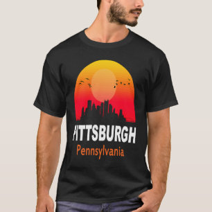T-shirt Pittsburgh Pennsylvanie Vintage Sunset Retro City