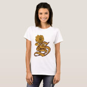 T-shirt Pivoine dorée Monogramme Élégant Initiale S (Devant entier)