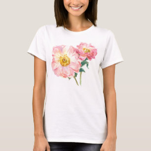 T-shirt pivoines roses