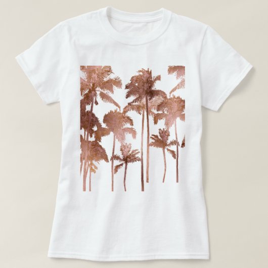T-shirt Pix Dezines Hawaii, Aloha Palm Trees/Faux Rose Gol (Design devant)