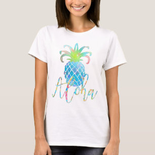 T-shirt PixDezines Aloha Ananas, Aqua Blue