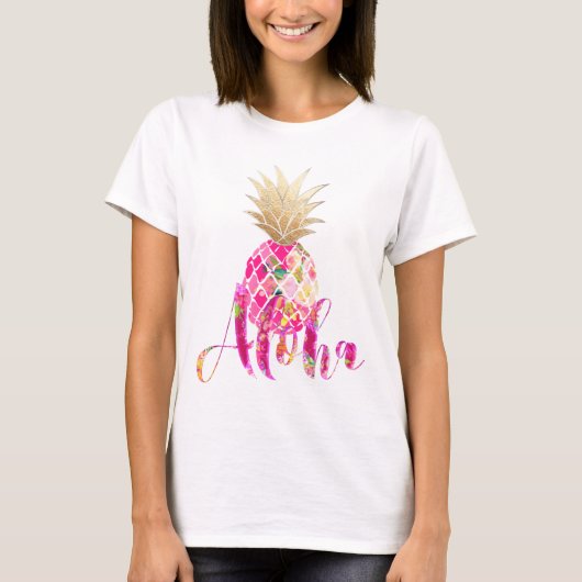 T-shirt PixDezines Aloha Ananas/Or Faux (Devant)