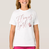 T-shirt PixDezines Flower Girl/Faux Rose Gold ModernScript (Devant)