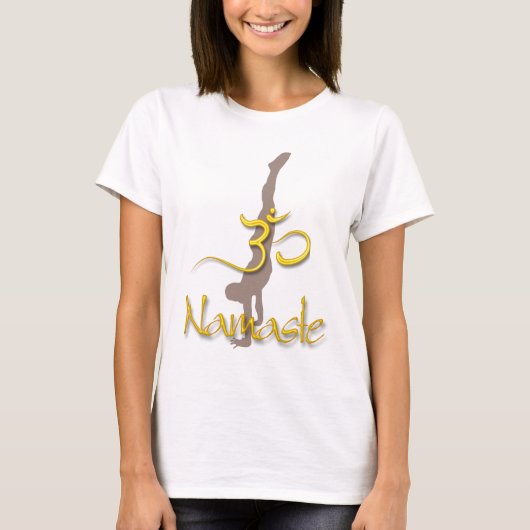 T-shirt PixDezines Pose de tête en bas/Namasté/Om (Devant)