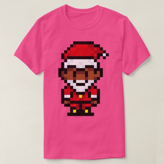 T-shirt Pixel Art du Père Noël noir (Design devant)