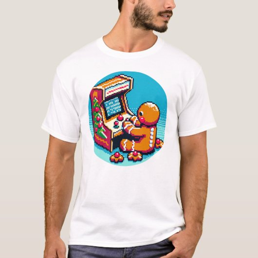 T-shirt Pixel Art Elf DJ 8 bits - Musique de Noël festive (Devant)